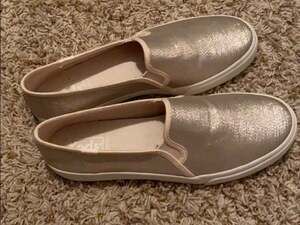 Keds Women's Double Decker Lurex Champagne Metallic Slip-On Sneakers Size 7.5